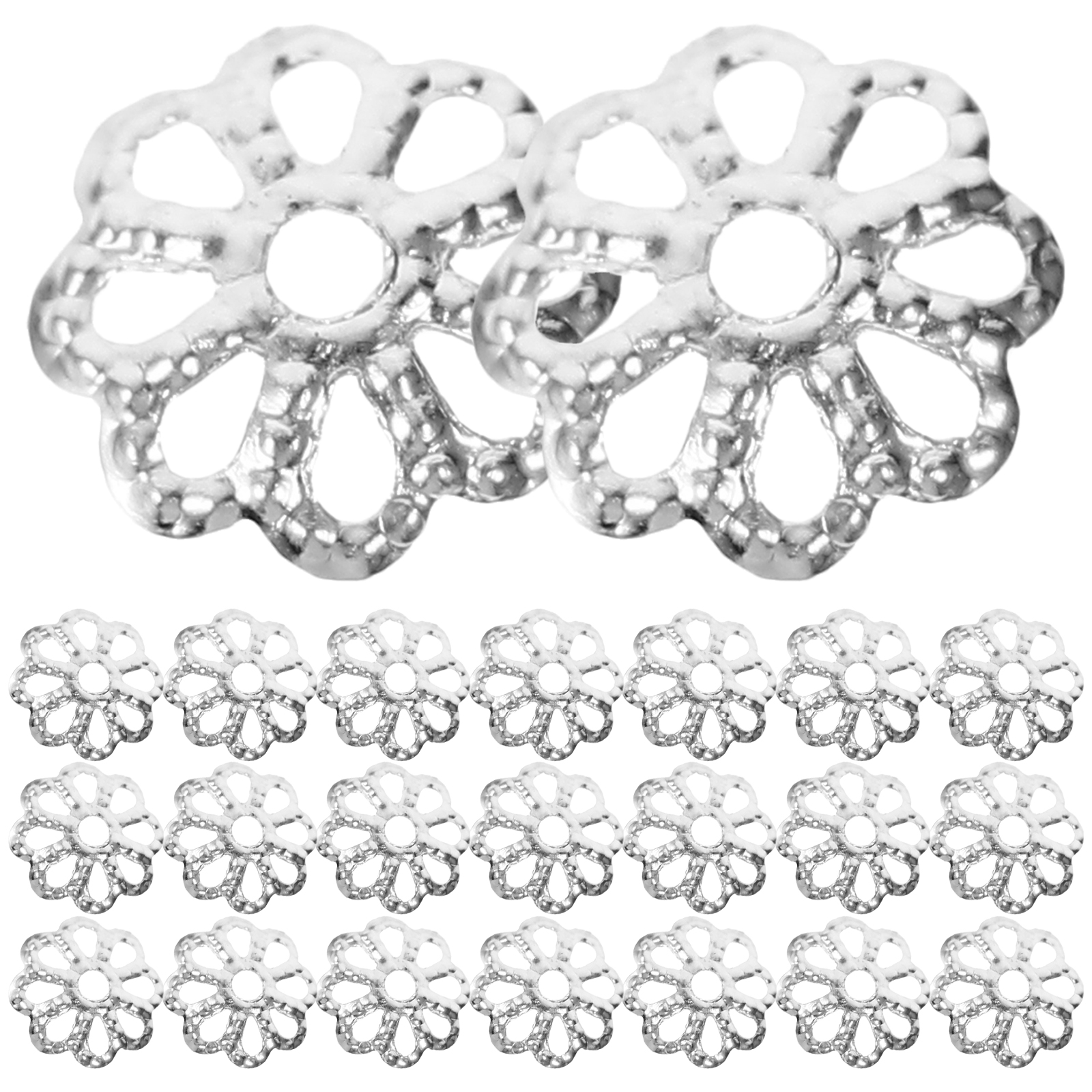 Huaq 1200Pcs Flower Bead Caps Bead Caps Spacer Beads End Caps Necklace Bead Caps for DIY